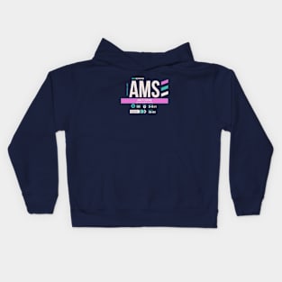 Amsterdam (AMS) Airport Code Baggage Tag Kids Hoodie